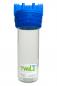 Preview: TWaLa Wasserfilter Gehäuse 3/4" Messing Anschluss transparent blau für 10" Filterpatronen