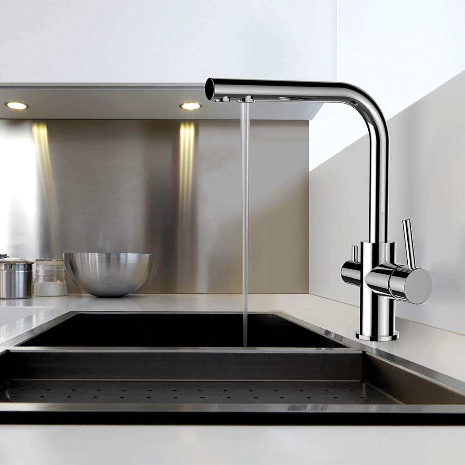 Umkehrosmose 3-Wege-Hahn Premiumdesign Wasserhahn verchromt L-Auslauf