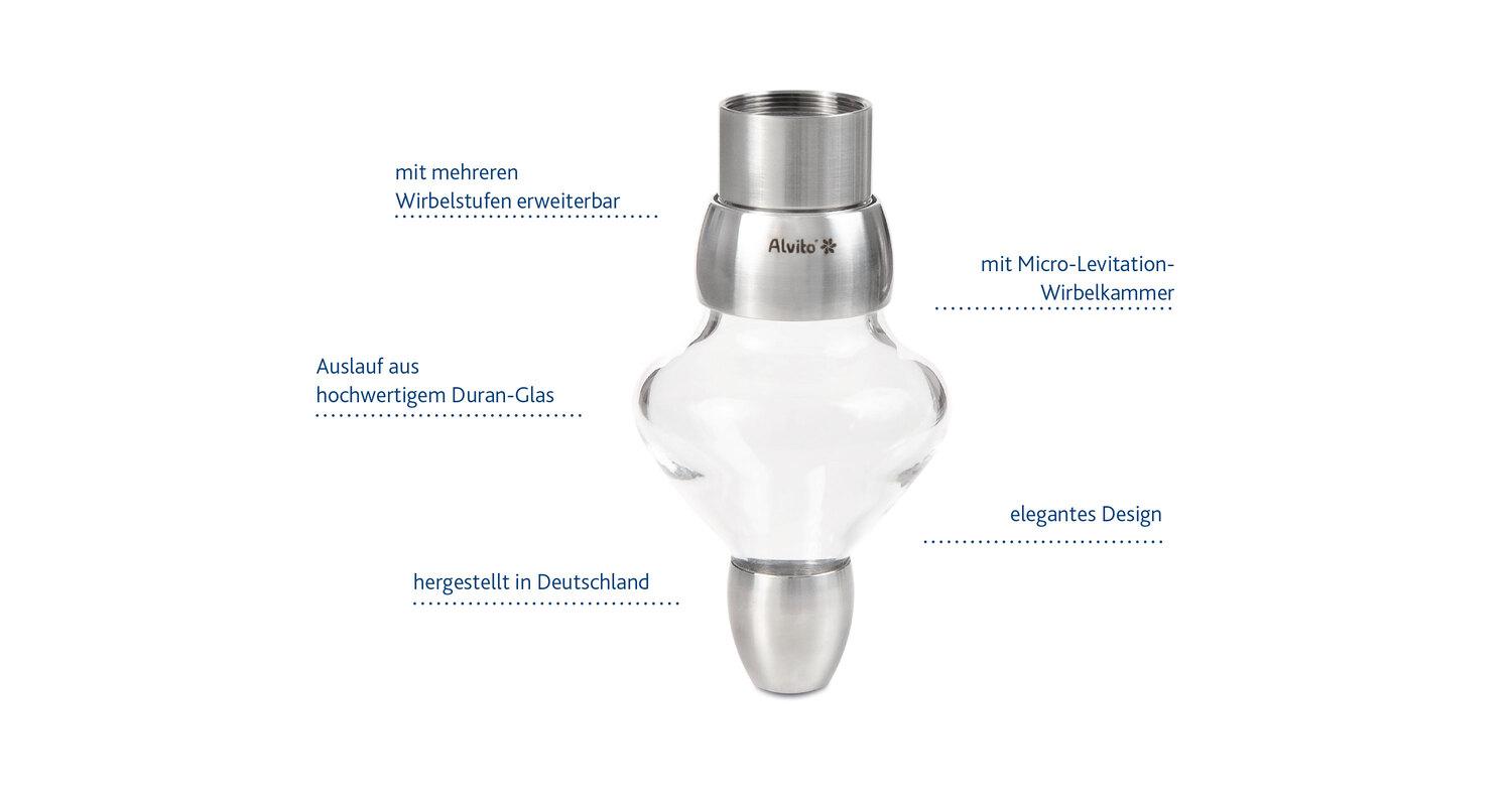 Alvito Wasserwirbler Juwel 2.8 aus Edelstahl und Duran Glas für 2 bis 8 Liter geeignet