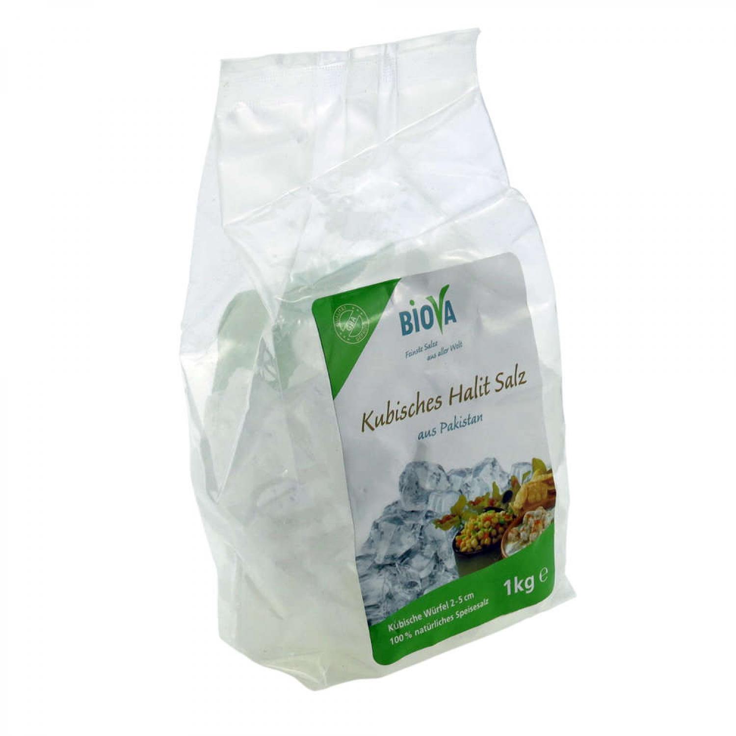 Biova Kubisches Halitsalz 1 kg mineralienreich